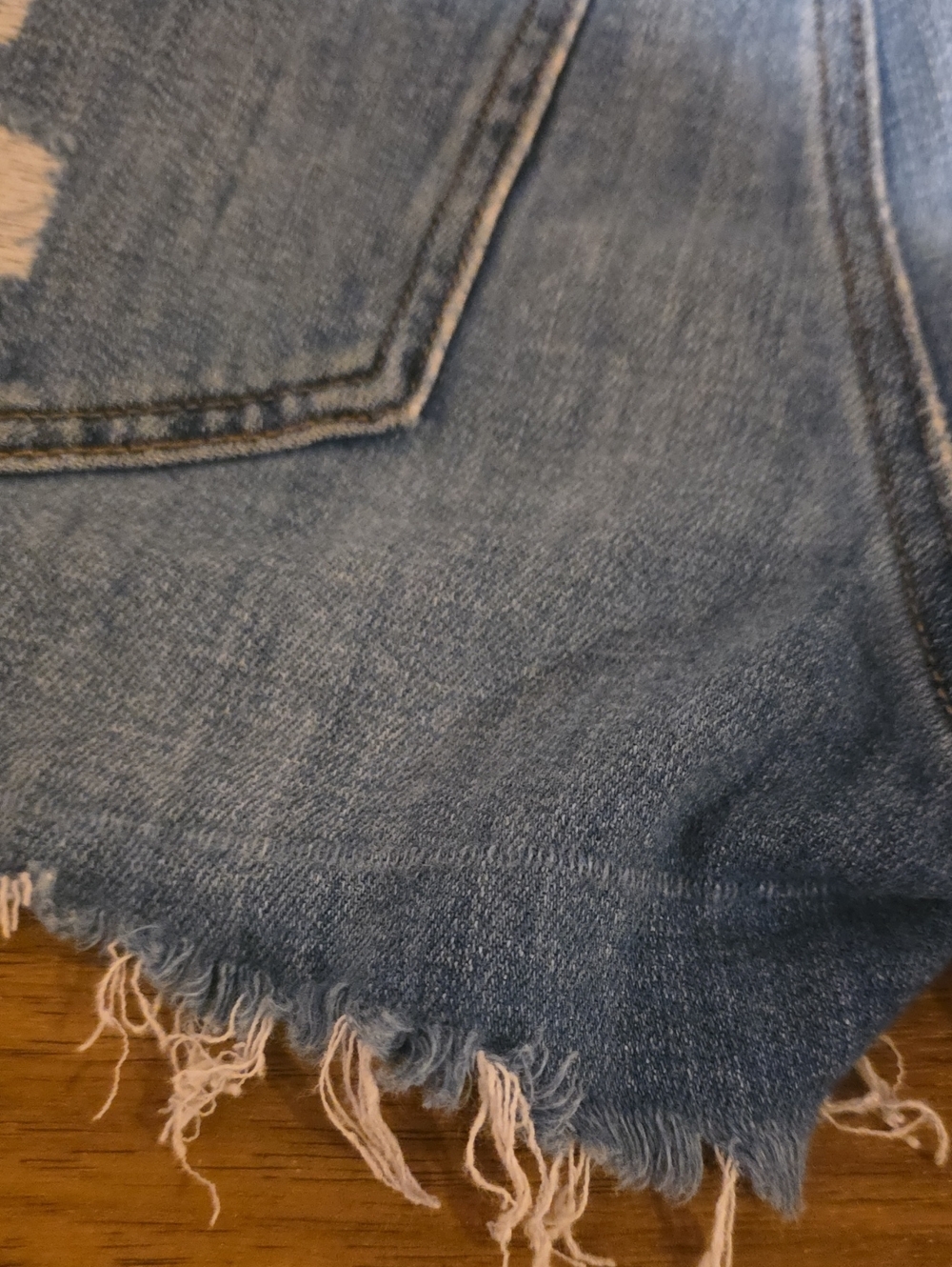 aerie Distressed Light Blue Denim Cutoff Shorts - Picture 3 of 6